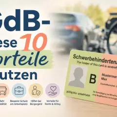 Schwerbehindertenausweis mit 10 Vorteilen: Steuerliche Entlastung, Mobilität, Arbeitsplatzschutz, Bürgergeld, Rente & Alltag.